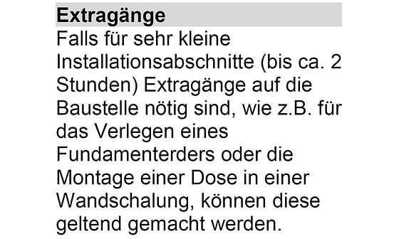 Auszug aus den VSEI-Ausmassregeln.